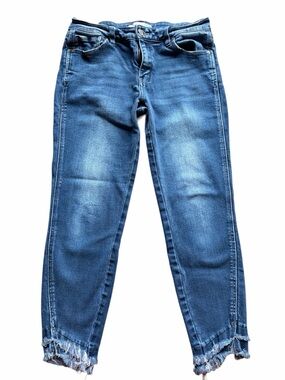 KanCan Jeans Womens 29 Medium Wash Skinny Raw Hem Distressed Stretch Denim